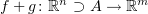 $ f+g\colon \R^n\supset A\to \R^m $