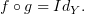 $ f\circ g = Id_Y. $