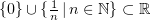 $ \{0\}\cup \{\frac{1}{n}\, |\, n\in\N\}\subset\R $