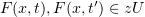 $ F(x,t), F(x,t')\in zU $