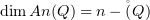 $ \dim An(Q)=n-\r(Q) $