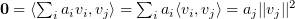 $ \0=\is{\sum_i a_i\al_i}{\al_j}=\sum_i a_i\is{\al_i}{\al_j}=a_j||\al_j||^2 $