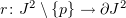$ r\colon J^2\setminus \{p\} \to \partial J^2 $