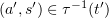 $ (a', s')\in\tau^{-1}(t') $