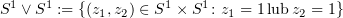 $ S^1\vee S^1 :=\{(z_1,z_2)\in S^1\times S^1\colon z_1 = 1\,\text{lub}\, z_2 = 1\} $