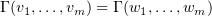 $ \Gamma(\al_1,\ldots,\al_m)=\Gamma(\be_1,\ldots,\be_m) $