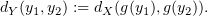 $ d_Y(y_1,y_2) := d_X(g(y_1),g(y_2)). $