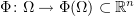 $ \Phi\colon \Omega\to \Phi(\Omega)\subset \R^n $