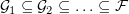 $ \mathcal{G}_1\subseteq \mathcal{G}_2 \subseteq \ldots \subseteq \F $