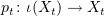 $ p_t\colon \iota (X_t)\to X_t $