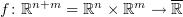 $ f\colon \R^{n+m}=\R^n\times\R^m\to\overline \R $