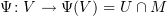 $ \Psi\colon V\to \Psi(V)=U\cap M $