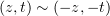 $ (z,t)\sim (-z,-t) $