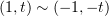 $ (1,t)\sim (-1,-t) $