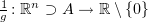 $ \frac 1g \colon \R^n\supset A\to \R\setminus\{0\} $