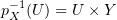$ p_X^{-1}(U) = U\times Y $
