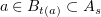$ a\in B_{t(a)}\subset A_s $