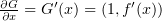 $ \pcz{G}{x}=G'(x)=(1,f'(x)) $