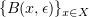 $ \{B(x,\epsilon)\}_{x\in X} $