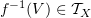 $ f^{-1}(V)\in {\cal T}_X $