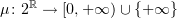 $ \mu\colon 2^{\R}\to \rplus $