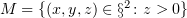 $ M=\{(x,y,z)\in \S^2\colon z>0\} $