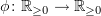 $ \phi\colon\R_{\geq 0} \to \R_{\geq 0} $