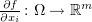 $ \pcz f{x_i}\colon \Omega\to\R^m $
