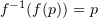 $ f^{-1}(f(p))=p $