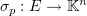 $ \si_p:E\to\K^n $