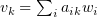 $ \al_k=\sum_i a_{ik}\be_i $
