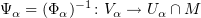 $ \Psi_\alpha=(\Phi_\alpha)^{-1}\colon V_\alpha\to U_\alpha\cap M $