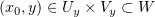 $ (x_0,y)\in U_y\times V_y \subset W $