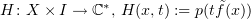 $ H\colon X\times I\to\C^*,\, H(x,t):= p(t\tilde f(x)) $