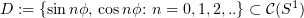 $ D := \{\sin n\phi,\, \cos n\phi\colon n= 0,1,2,..\} \subset \sC (S^1) $